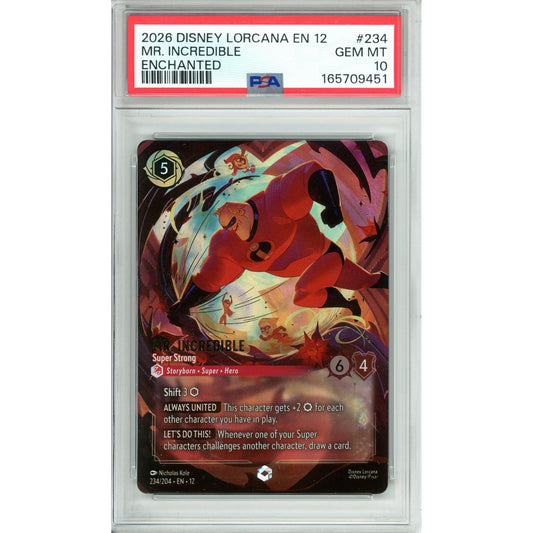 Lorcana Graded: Mr. Incredible Super Strong 234/204 Enchanted (2026) PSA 10
