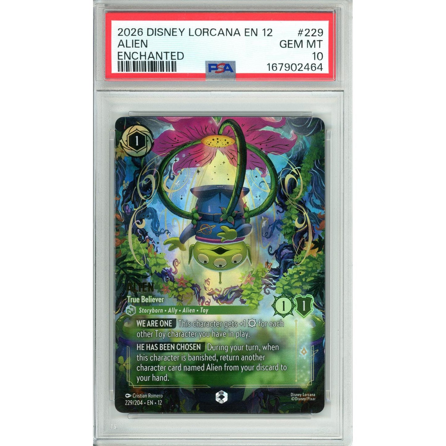 Lorcana Graded: Alien True Believer 229/204 Enchanted (2026) PSA 10