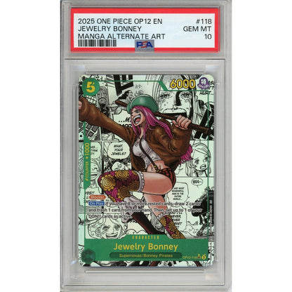 One Piece Graded: Jewelry Bonney Manga Alt Art OP12-118 Legacy Of The Master PSA 10