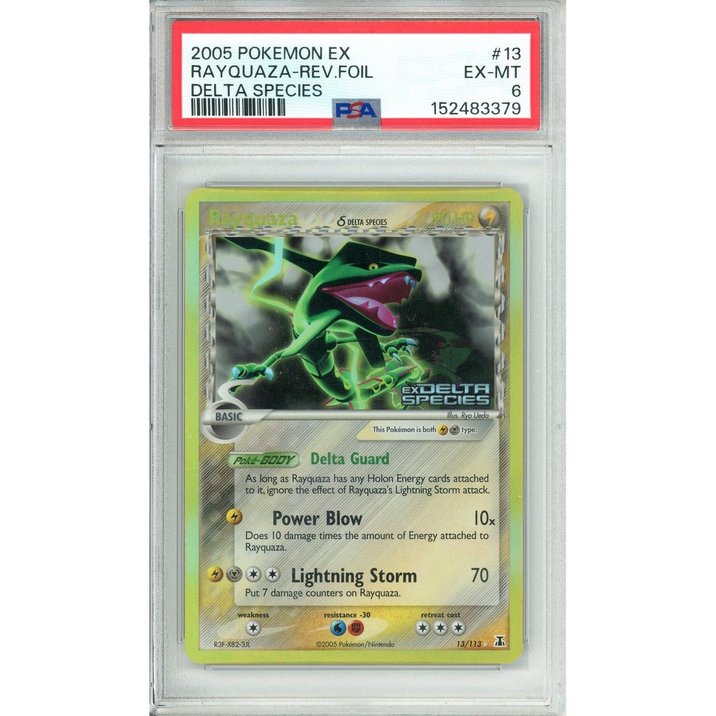 Pokemon Graded: Rayquaza 13/113 Delta Species (2005) Reverse Foil PSA 6