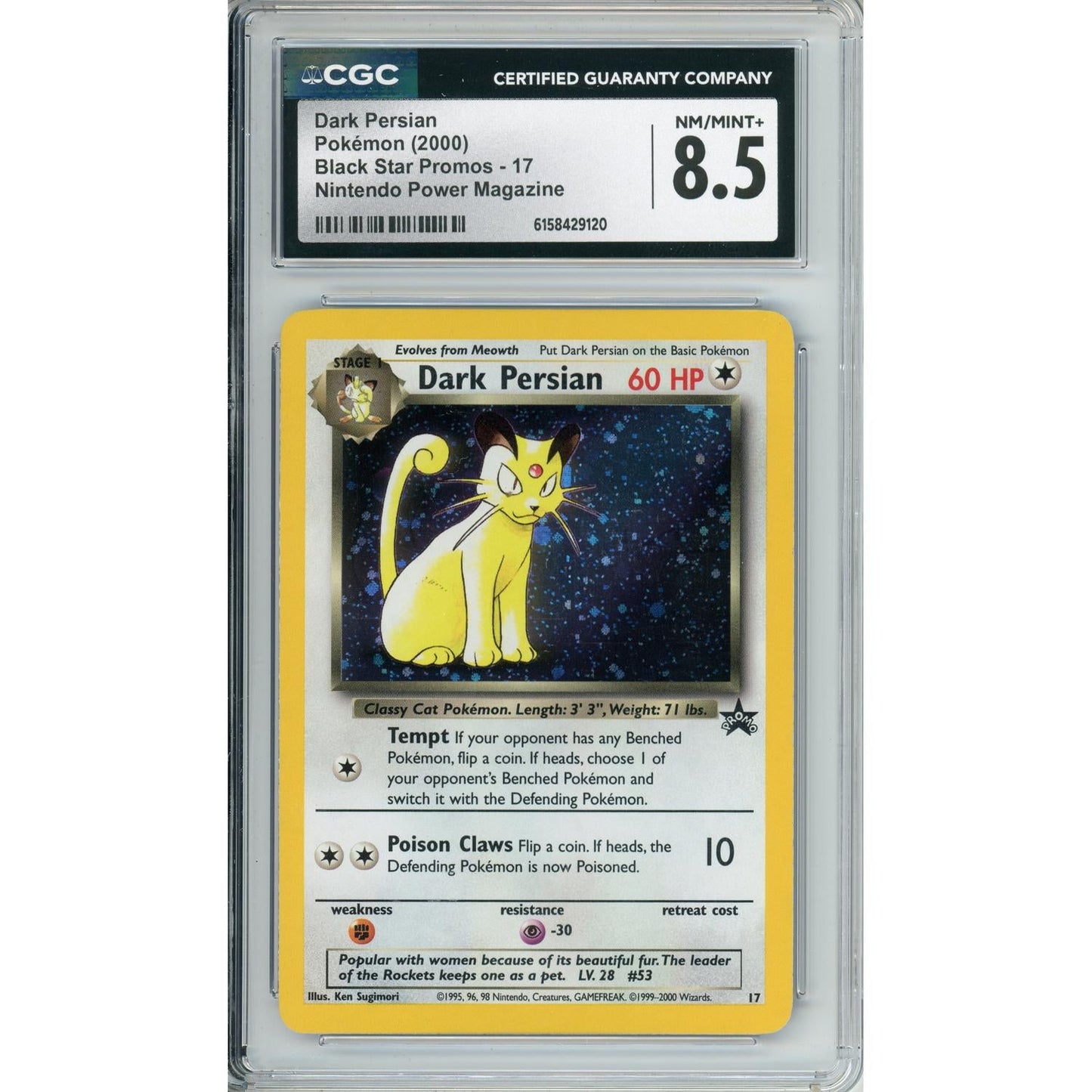 Pokemon Graded: Dark Persian #17 Nintendo Promo (2000) CGC 8.5