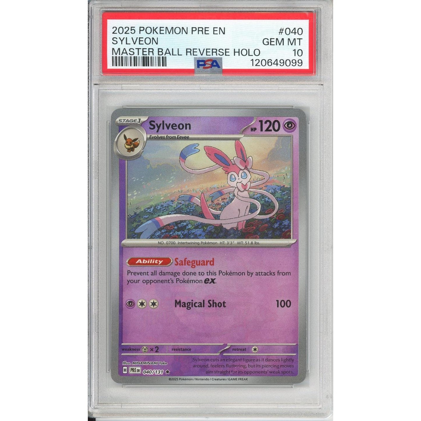 Pokemon Graded: Sylveon Master Ball 40/131 Prismatic Evolutions (2025) Reverse Holo PSA 10