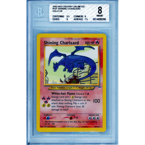 Pokemon Graded: Shining Charizard 107/105 Neo Destiny (2002) Beckett 8