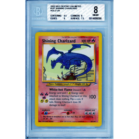 Pokemon Graded: Shining Charizard 107/105 Neo Destiny (2002) Beckett 8