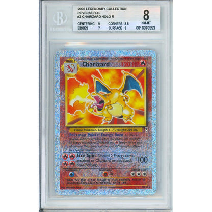 Pokemon Graded: Charizard 3/110 Legendary Collection (2002) Reverse Foil Beckett 8