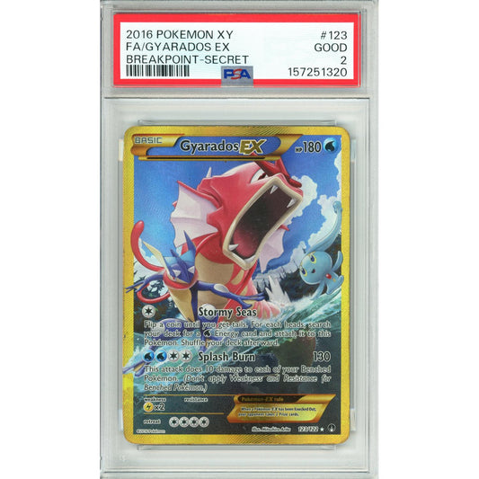 Pokemon Graded: Gyarados EX 123/122 Breakpoint (2016) Full Art PSA 2