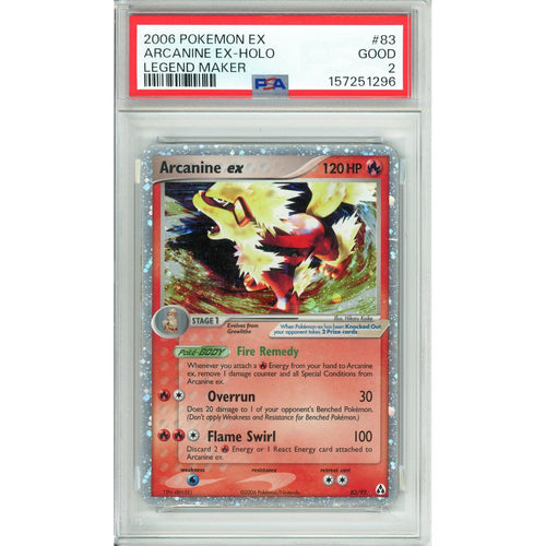 Pokemon Graded: Arcanine ex 83/92 Legend Maker (2006) Holo PSA 2