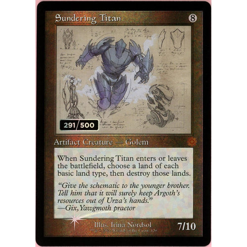 MTG Single: Sundering Titan Serialized 291/500 Brother's War Retro Artifacts NM