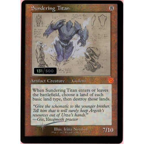 MTG Single: Sundering Titan Serialized 131/500 Brother's War Retro Artifacts NM