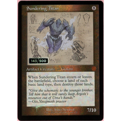 MTG Single: Sundering Titan Serialized 143/500 Brother's War Retro Artifacts NM