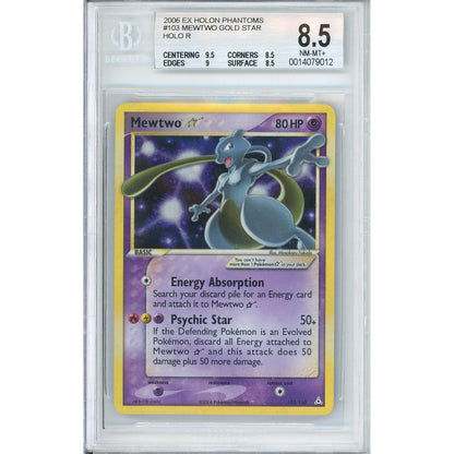 Pokemon Graded: Mewtwo Gold Star 103/110 Ex Holon Phantoms (2006) Holo Beckett 8.5