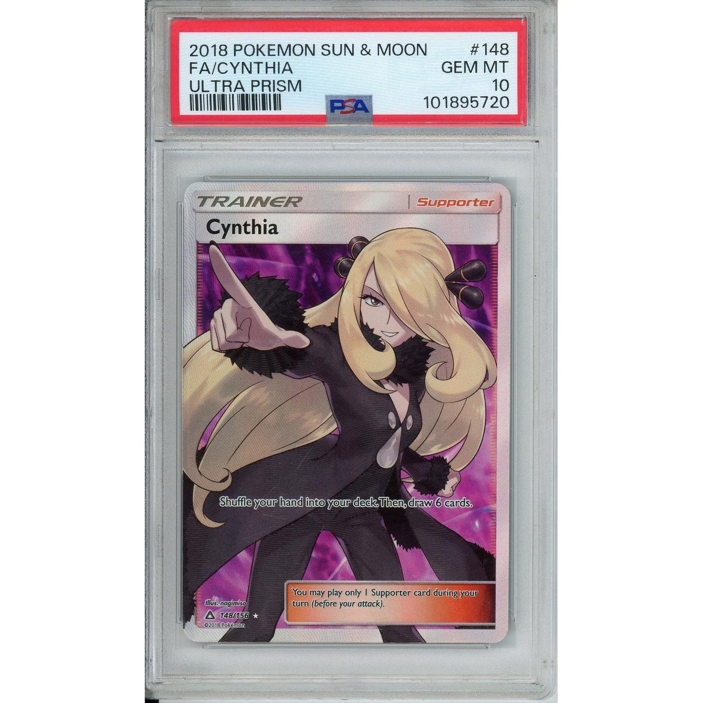 Pokemon Graded: Cynthia 148/156 Ultra Prism (2018) Full Art Holo PSA 10