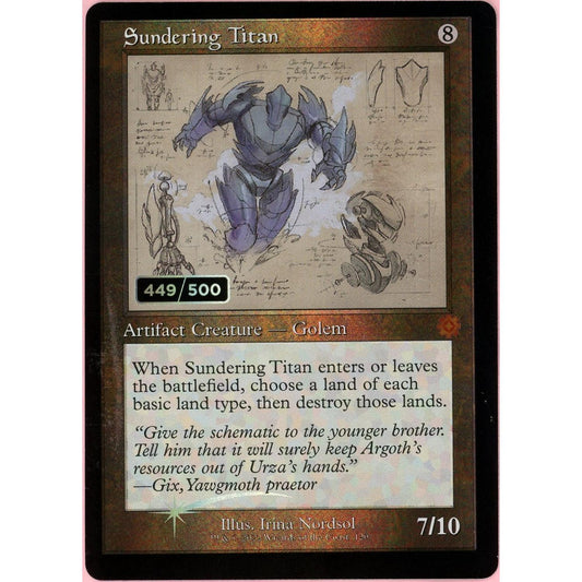MTG Single: Sundering Titan Serialized 449/500 Brother's War Retro Artifacts NM