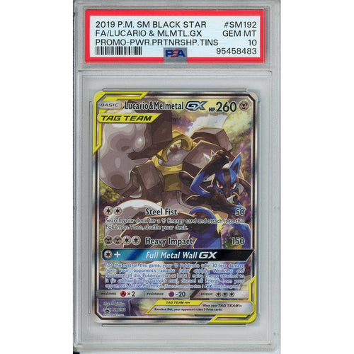 Pokemon Graded: Lucario & Melmetal GX #SM192 Power Partnership Tin Promo (2019) Holo PSA 10