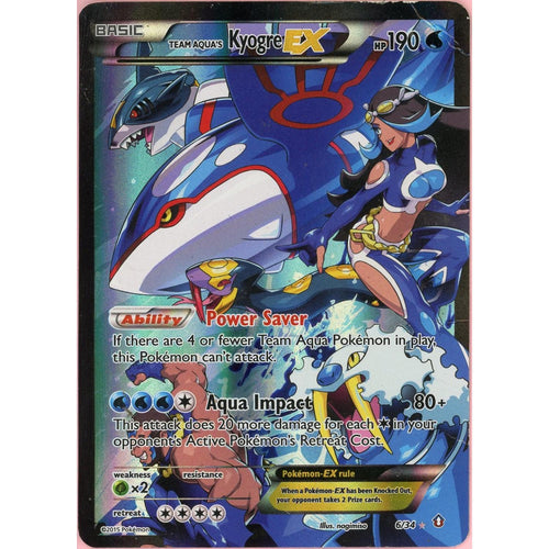 Pokemon Single: Team Aqua's Kyogre EX 6/34 Double Crisis (2015) Holo DMG