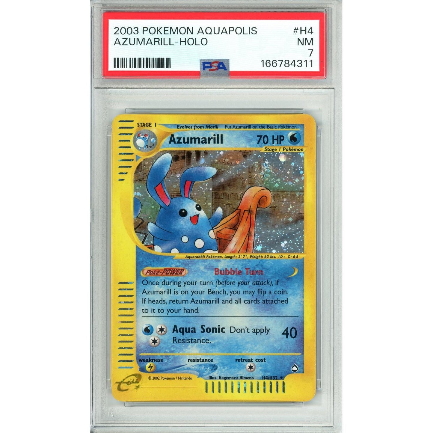 Pokemon Graded: Azumarill #H4 Aquapolis (2003) Holo PSA 7