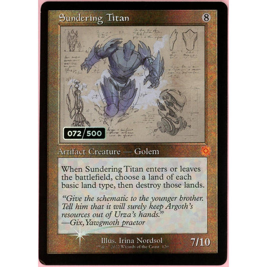 MTG Single: Sundering Titan Serialized 72/500 Brother's War Retro Artifacts NM