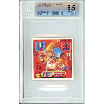 Pokemon Graded: Charizard #209 Hyper Sticker Amada (1997) Beckett 8.5