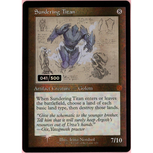 MTG Single: Sundering Titan Serialized 41/500 Brother's War Retro Artifacts NM