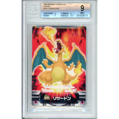 Pokemon Graded: JP Charizard #270 Zukan Bandai Carddass (2004) Beckett 9
