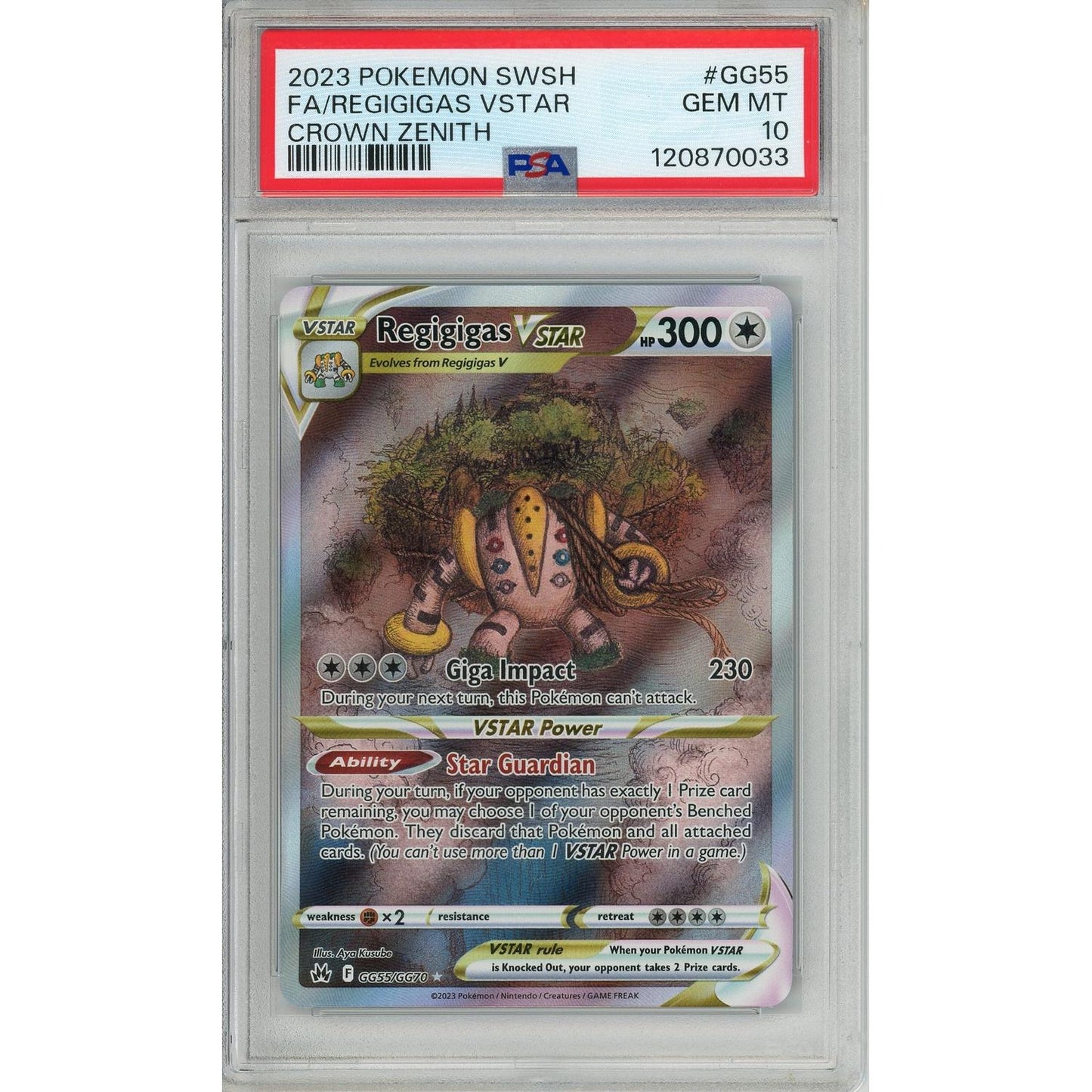Pokemon Graded: Regigigas VSTAR GG55/GG70 Crown Zenith (2023) Holo PSA 10