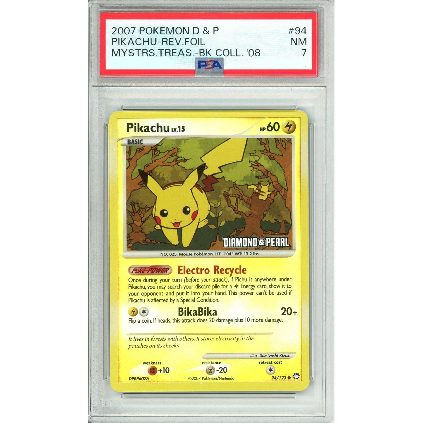 Pokemon Graded: Pikachu 94/123 Diamond & Pearl (2007) Reverse Foil PSA 7