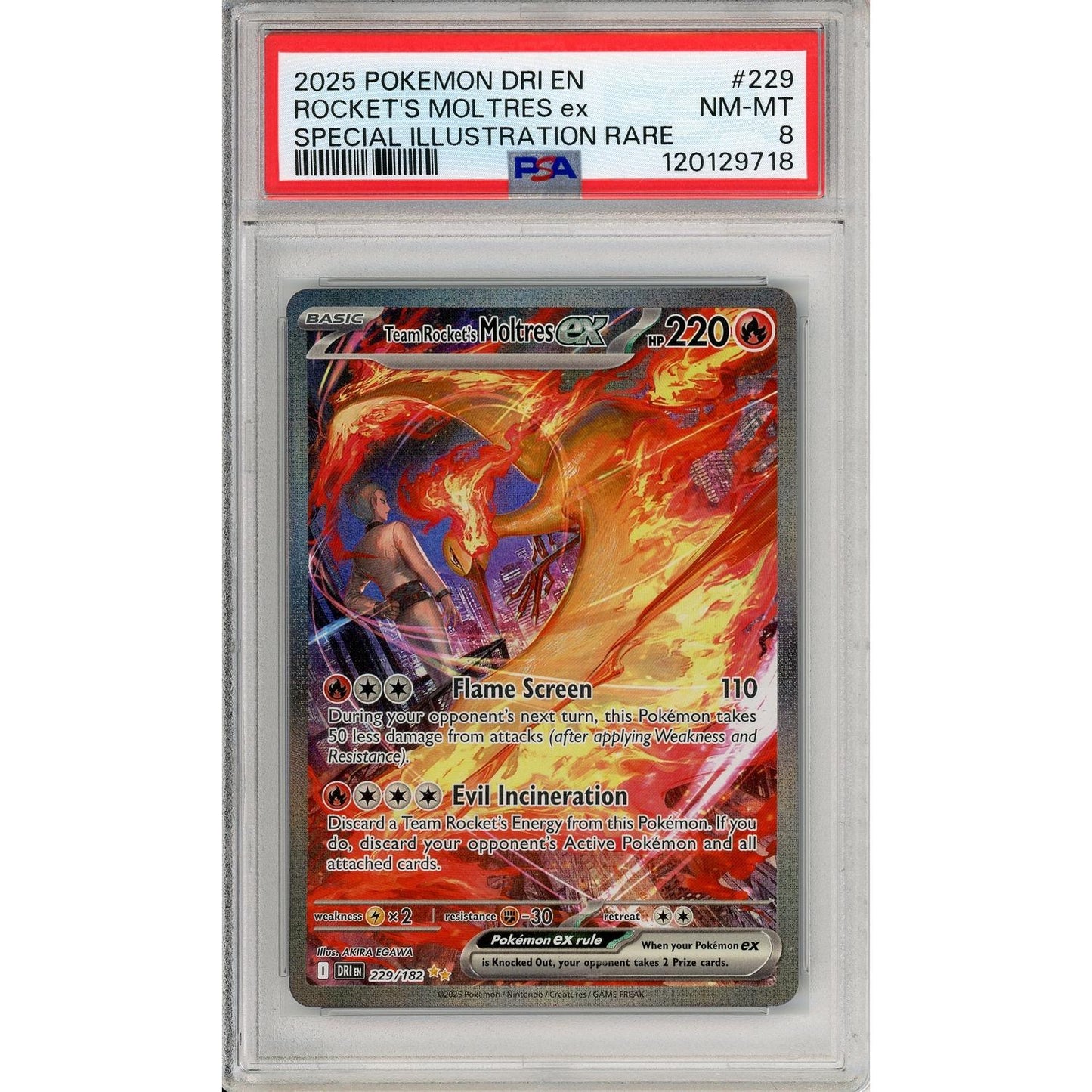 Pokemon Graded: Team Rocket's Moltres ex 229/182 Destined Rivals (2025) SIR Holo PSA 8