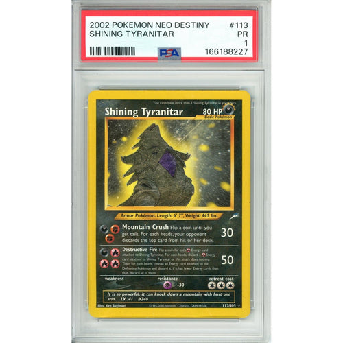 Pokemon Graded: Shining Tyranitar 113/105 Neo Destiny (2002) PSA 1