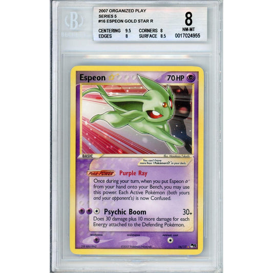 Pokemon Graded: Espeon Gold Star 16/17 Series 6 (2007) Beckett 8