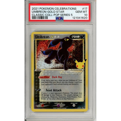 Pokemon Graded: Umbreon Gold Star 17/17 Celebrations Classic Collection POP Series 5 (2021) Holo PSA 10
