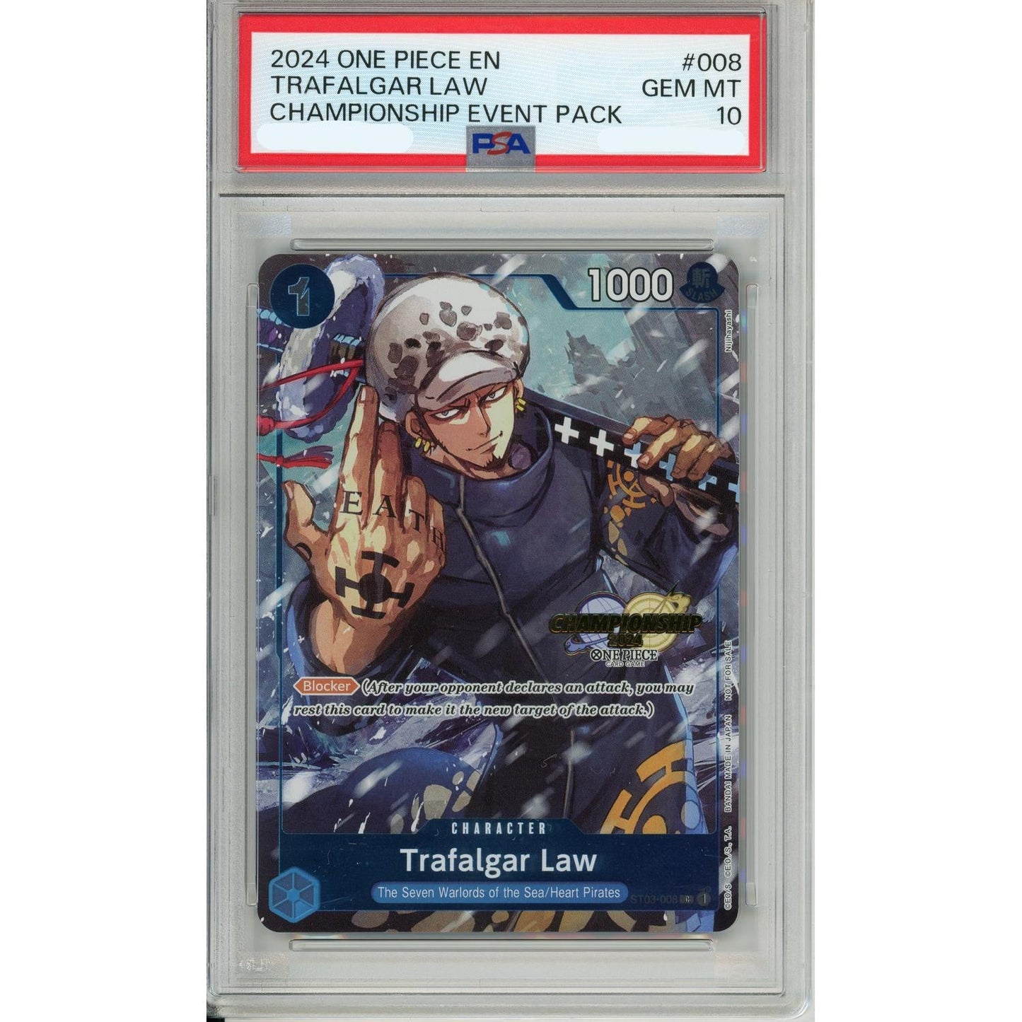 One Piece Graded: Trafalgar Law ST03-008 Championship Event Pack PSA 10