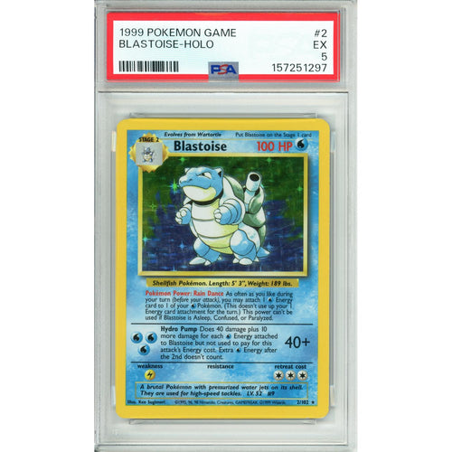 Pokemon Graded: Blastoise 2/102 Base Set (1999) Holo PSA 5