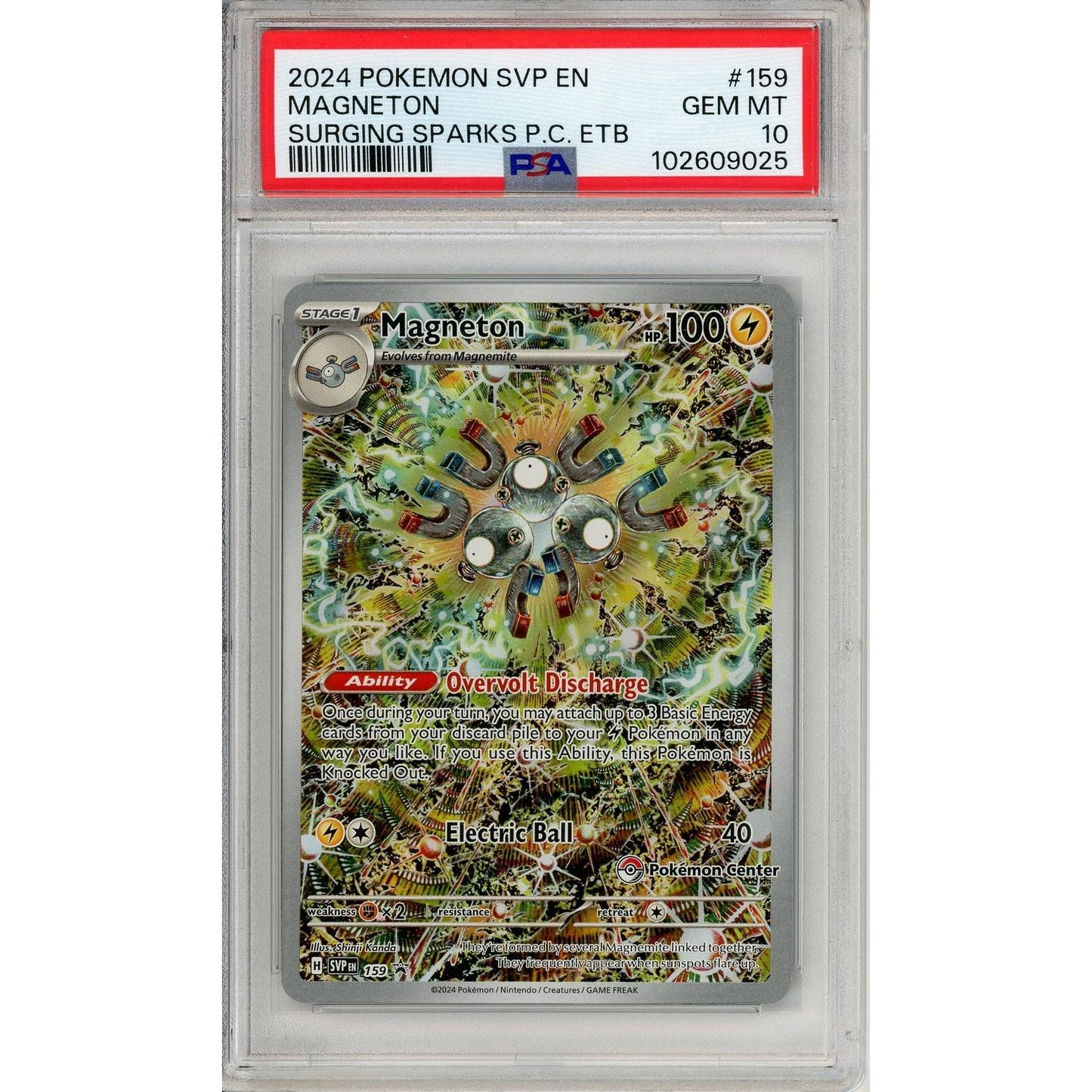 Pokemon Graded: Magneton #159 Surging Sparks P.C. ETB Promo (2024) Holo PSA 10