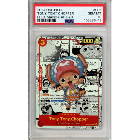 One Piece Graded: Tony Tony Chopper EB01-006 Manga Alt Art PSA 10
