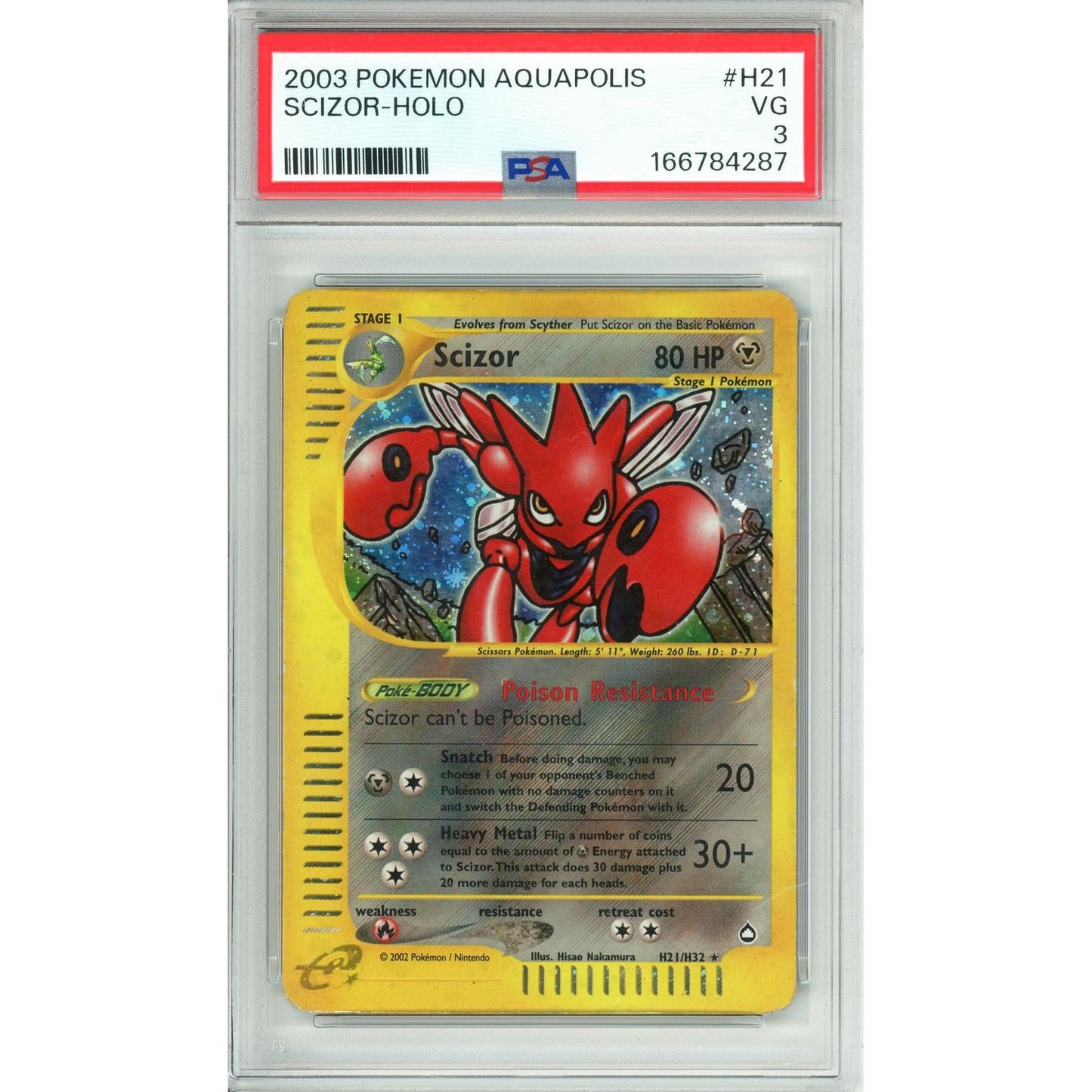 Pokemon Graded: Scizor H21/H32 Aquapolis (2003) Holo PSA 3
