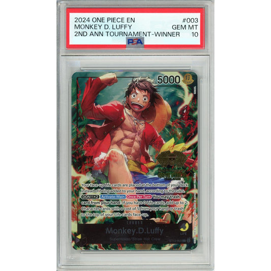 One Piece Graded: Monkey D. Luffy ST13-003 2nd Anniversary Tournament Winner PSA 10
