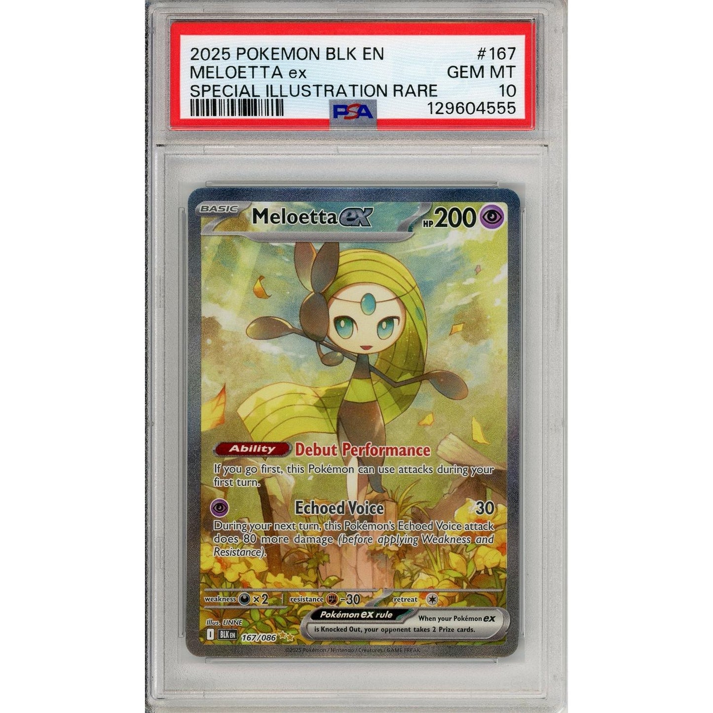 Pokemon Graded: Meloetta ex 167/86 Black Bolt (2025) SIR Holo PSA 10
