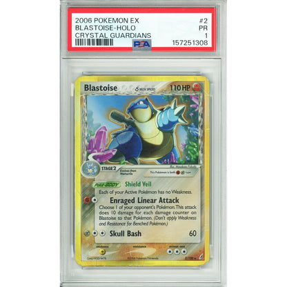 Pokemon Graded: Blastoise 2/100 Crystal Gaurdians (2006) Holo PSA 1