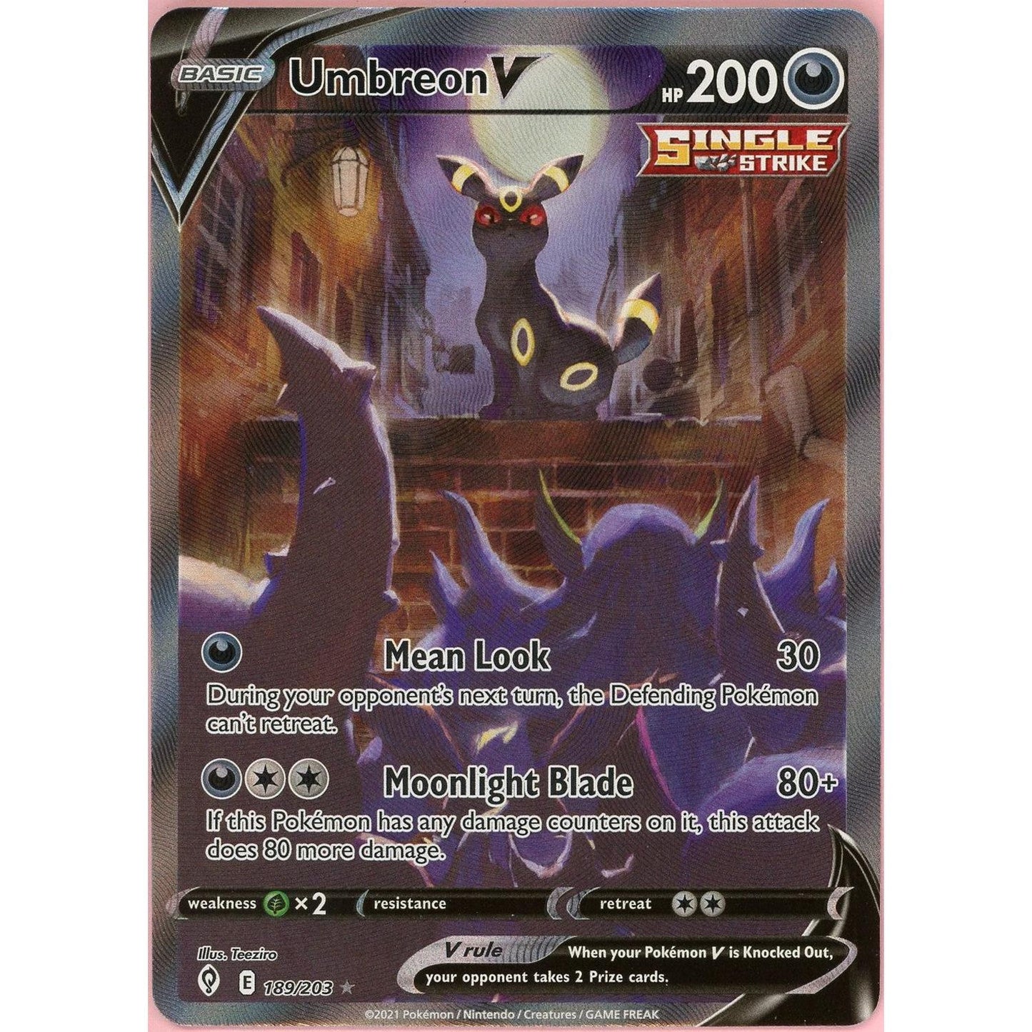 Pokemon Single: Umbreon V 189/203 Evolving Skies (2021) Full Art Holo NM