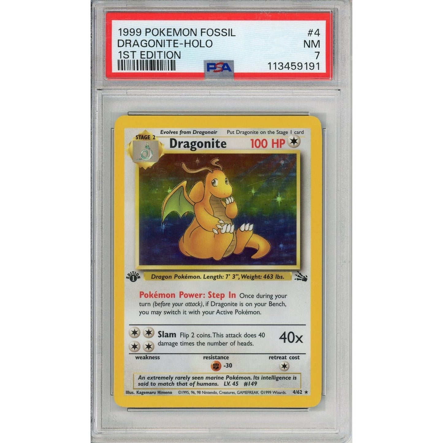 Pokemon Graded: Dragonite 1st Edition PSA 7