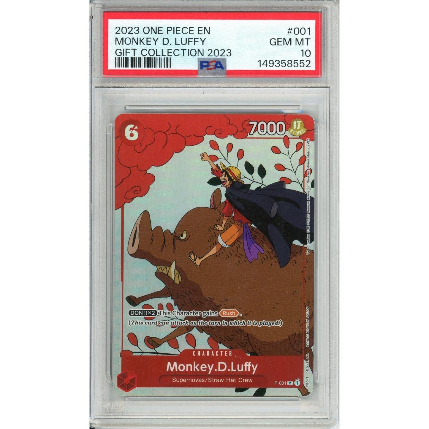 One Piece Graded: Monkey D. Luffy P-001 Gift Collection 2023 PSA 10