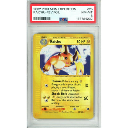 Pokemon Graded: Raichu 25/165 Expedition (2002) Reverse Foil PSA 8