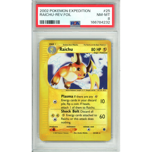 Pokemon Graded: Raichu 25/165 Expedition (2002) Reverse Foil PSA 8