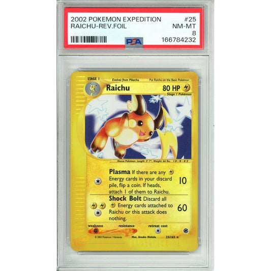 Pokemon Graded: Raichu 25/165 Expedition (2002) Reverse Foil PSA 8