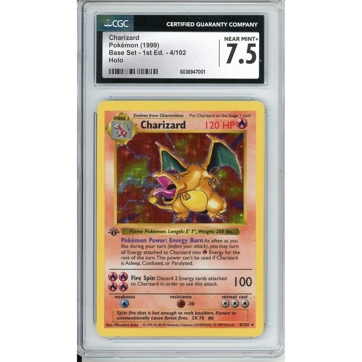 Pokemon Graded: Charizard 1st Edition 4/102 Base Set (1999) Holo CGC 7.5