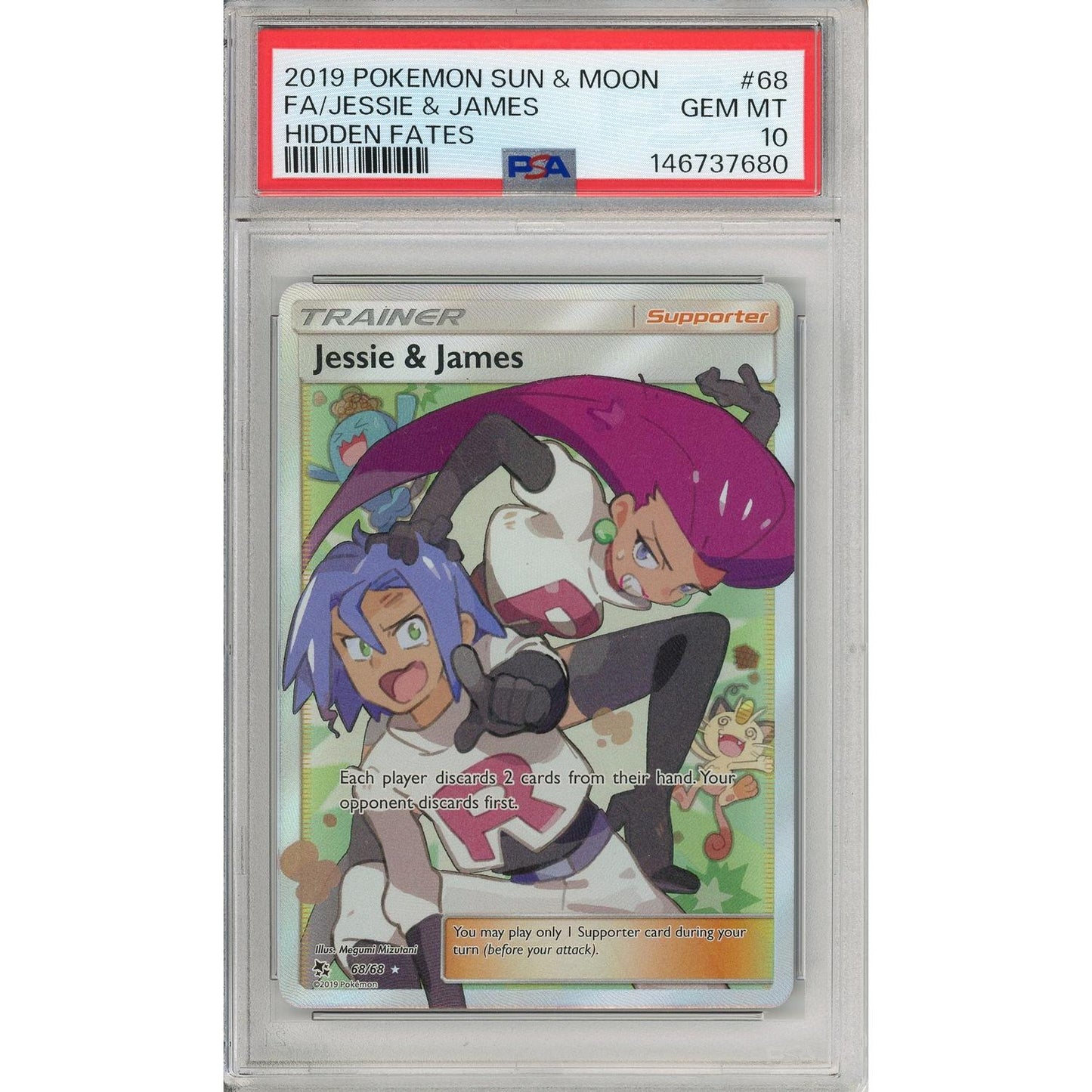 Pokemon Graded: Jessie & James 68/68 Hidden Fates (2019) Full Art Holo PSA 10