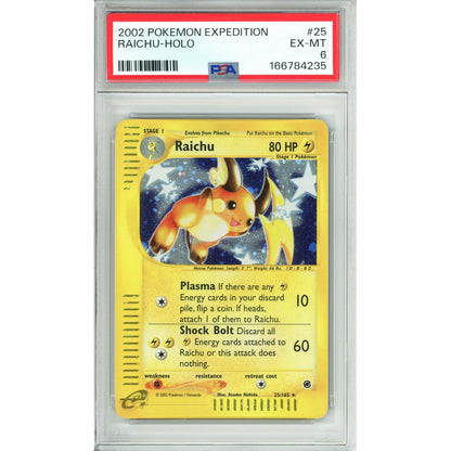 Pokemon Graded: Raichu 25/165 Expedition (2002) Holo PSA 6