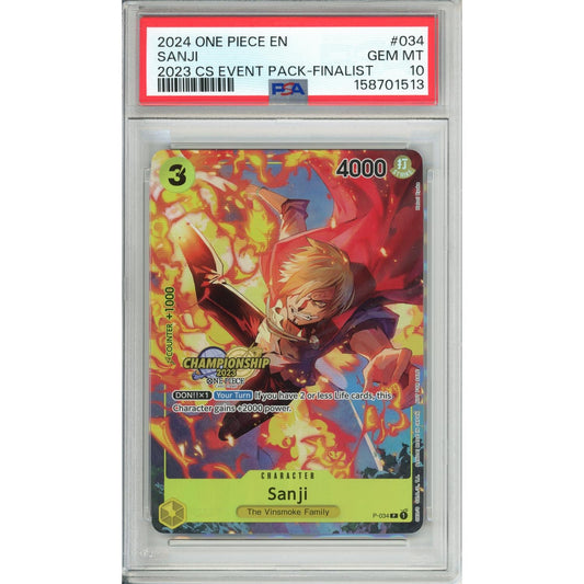 One Piece Graded: Sanji P-034 CS Event Pack Finalist (2024) PSA 10