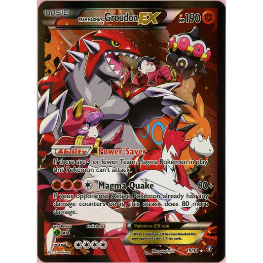 Pokemon Single: Team Magma's Groudon EX 15/34 Double Crisis (2015) Holo LP