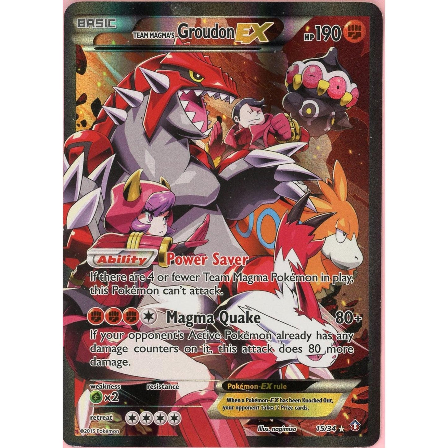 Pokemon Single: Team Magma's Groudon EX 15/34 Double Crisis (2015) Holo HP